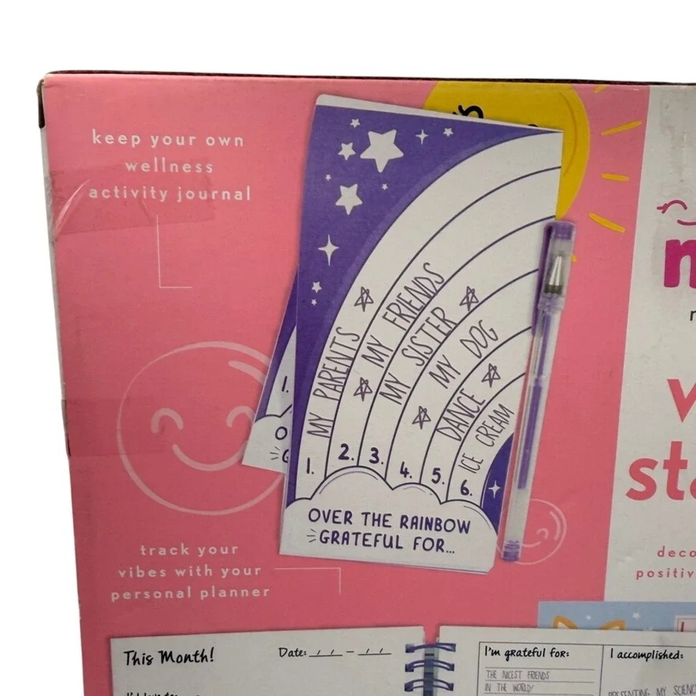Kids Stationery Journal Kit Just My Style Mood Joy Wellness Pink Rainbow Health